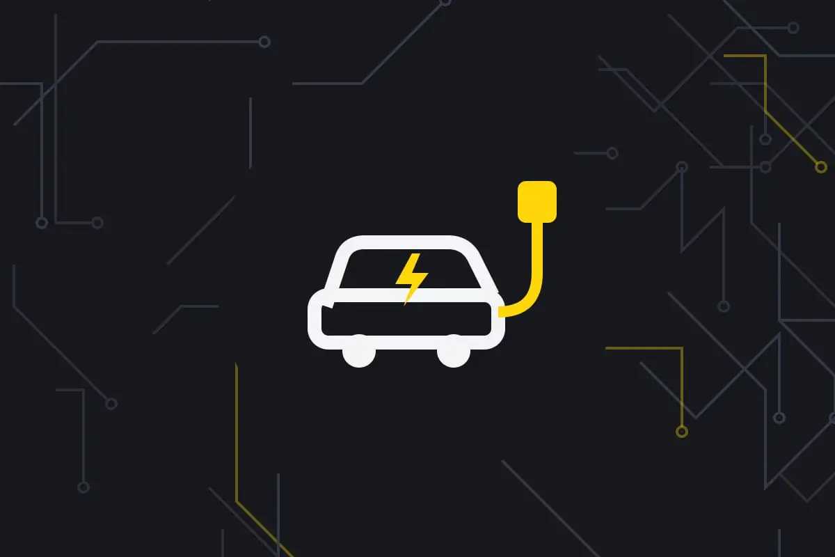 Drawing of an electric car plugged into a charger