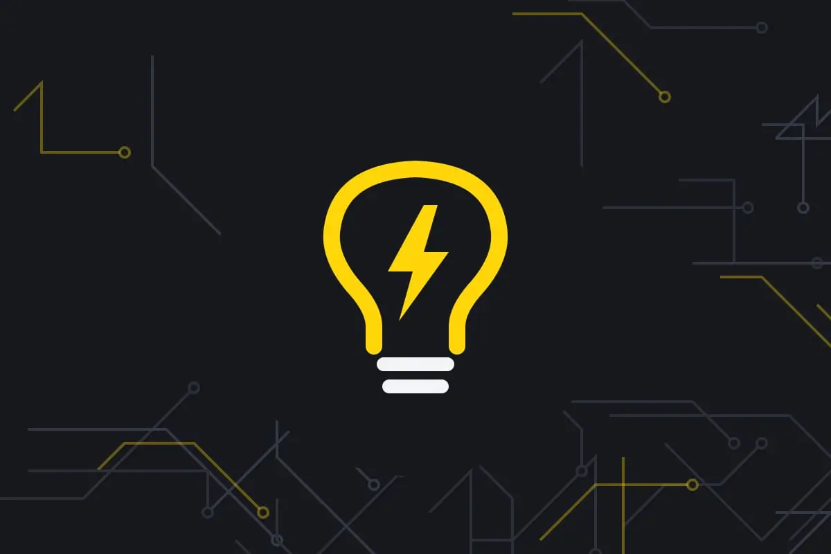Drawing of a light bulb with a lightning bolt inside